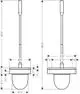 Montierter Toilettenbürstenhalter in mattschwarz mit ovalem Bürstenkopf und einer langen Haltestange. Produktdesign von AXOR.